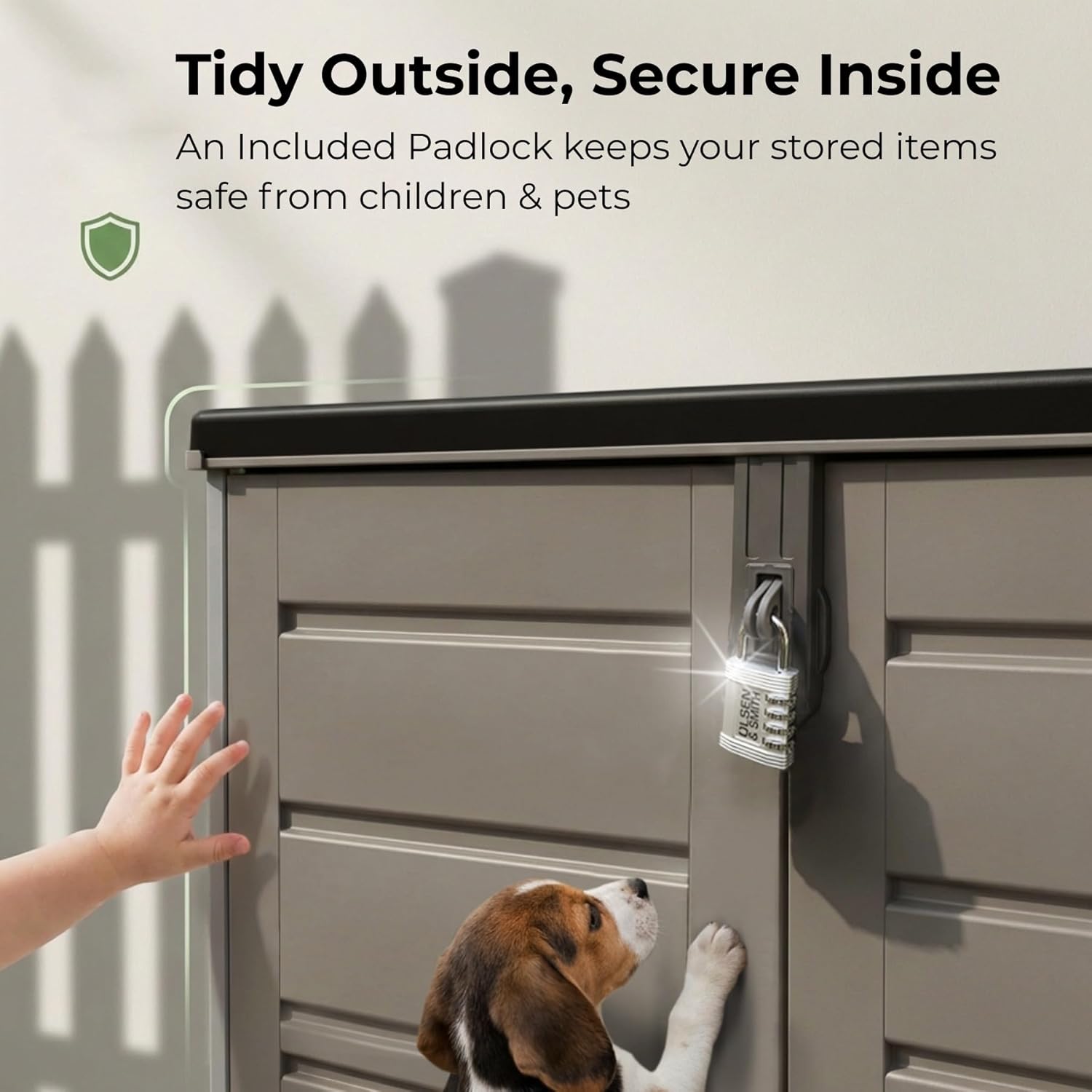 Olsen & Smith 1170L Extra Large Outdoor Garden Storage Box, Weatherproof Heavy-Duty Plastic, Lockable, Wheelie Bin, Tools & Cushion Storage