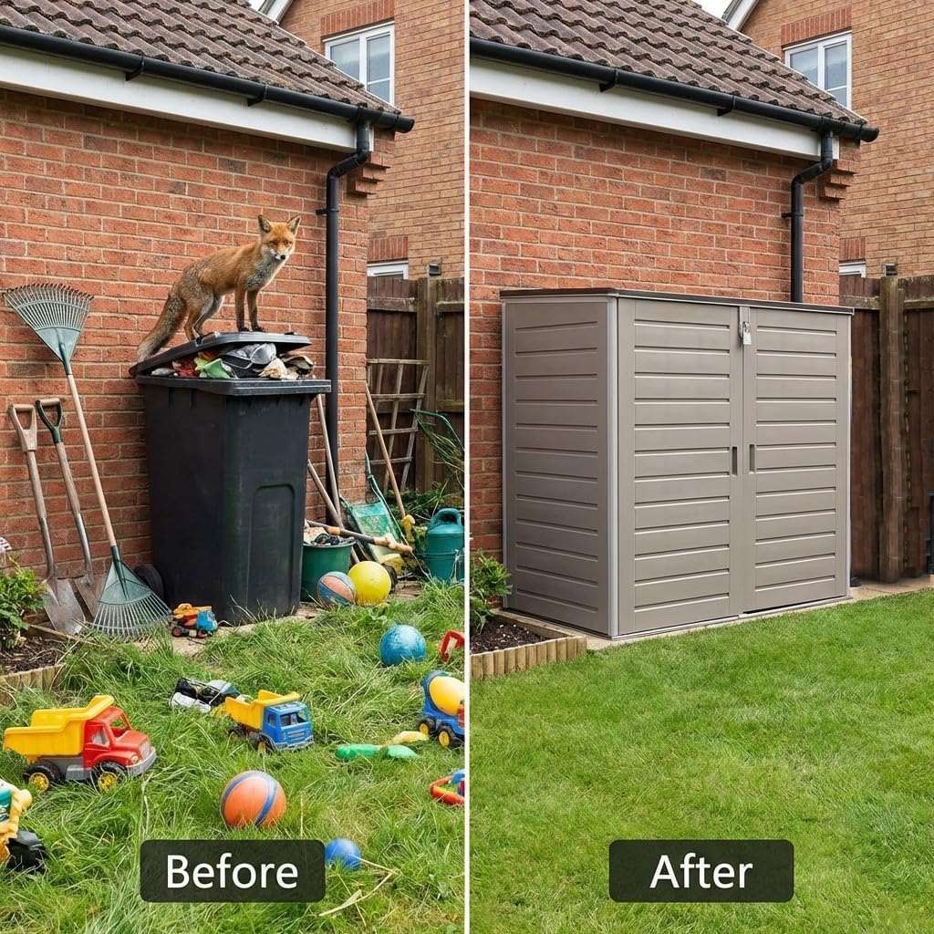 Olsen & Smith 1170L Extra Large Outdoor Garden Storage Box, Weatherproof Heavy-Duty Plastic, Lockable, Wheelie Bin, Tools & Cushion Storage