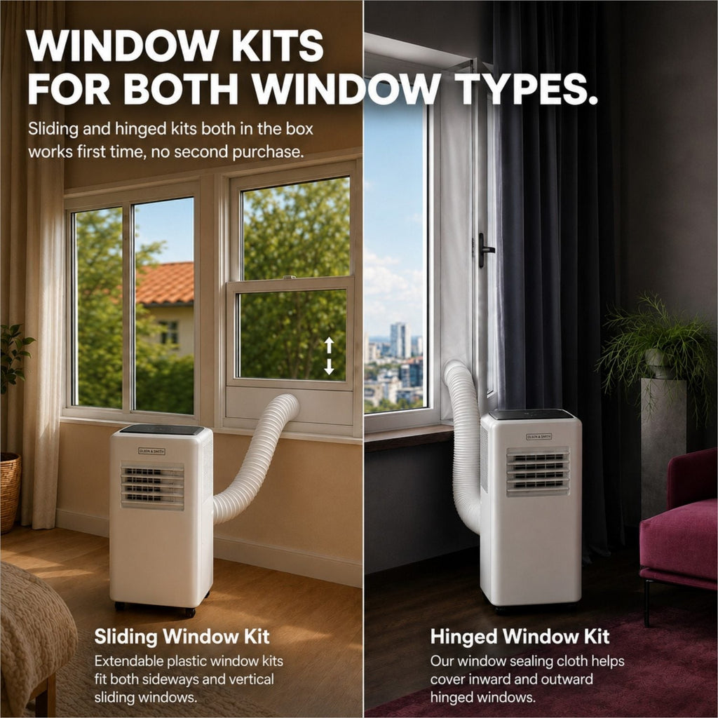 Olsen & Smith 9000 BTU 3-in-1 Portable Air Conditioning Unit, Air Conditioner AC Air Con Cooler with Cooling, Fan & Dehumidifier Functions, 24H Timer with Window Kit & Remote Control, White [Energy Class A]