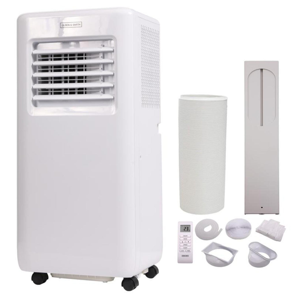 Olsen & Smith 9000 BTU 3-in-1 Portable Air Conditioning Unit, Air Conditioner AC Air Con Cooler with Cooling, Fan & Dehumidifier Functions, 24H Timer with Window Kit & Remote Control, White [Energy Class A]