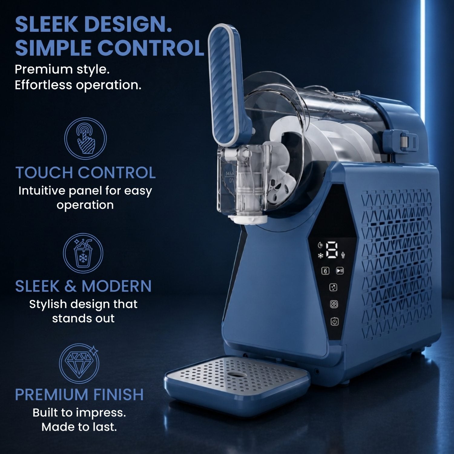 Olsen & Smith Slushie Machine & Frozen Drink Maker – 3-in-1 Slushy, Soft Serve Ice Cream & Drinks Chiller Machine for Cocktails, Milkshakes, Frappes & Iced Coffee (Blue)