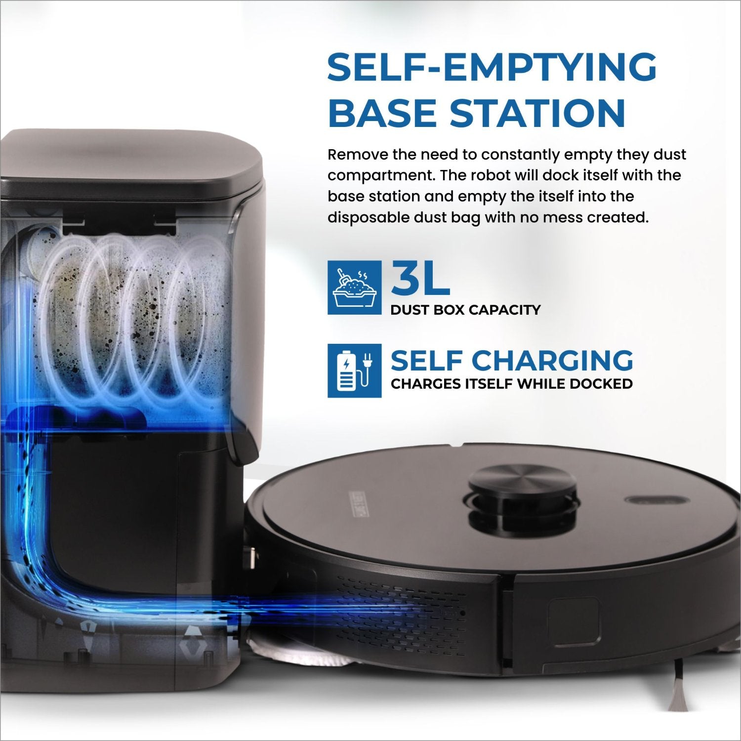 Olsen & Smith Robot Vacuum Cleaner with Mop & Self-Empty Station – 6500Pa Robot Vacuum & Mop Combo, LiDAR Laser Navigation, 3L Auto-Empty Dock, WiFi App Control, HEPA Filter for Hard Floors & Carpets
