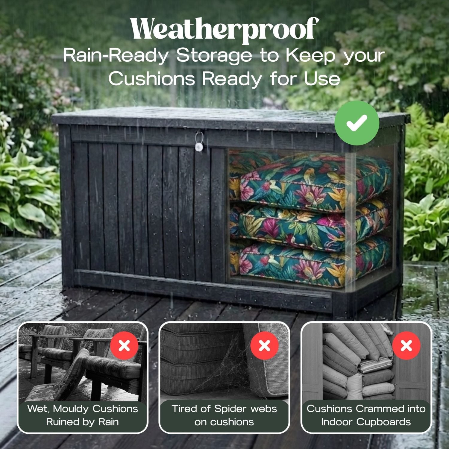 Olsen & Smith 870L Extra Large Outdoor Garden Storage Box – Heavy-Duty Weather-Resistant Wood-Effect Chest with Lock, Gas-Lift Lid & Massive Capacity – Grey