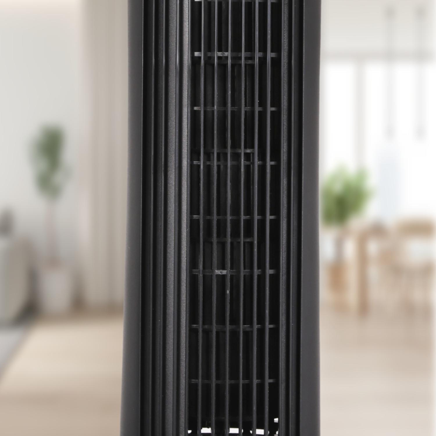 Olsen & Smith Silent Tower Fan with Remote – Quiet Fan for Bedroom & Sleeping, 4 Speed Modes, Sleep Mode, 82° Oscillation, 12H Timer, Bladeless Design – Matte Black