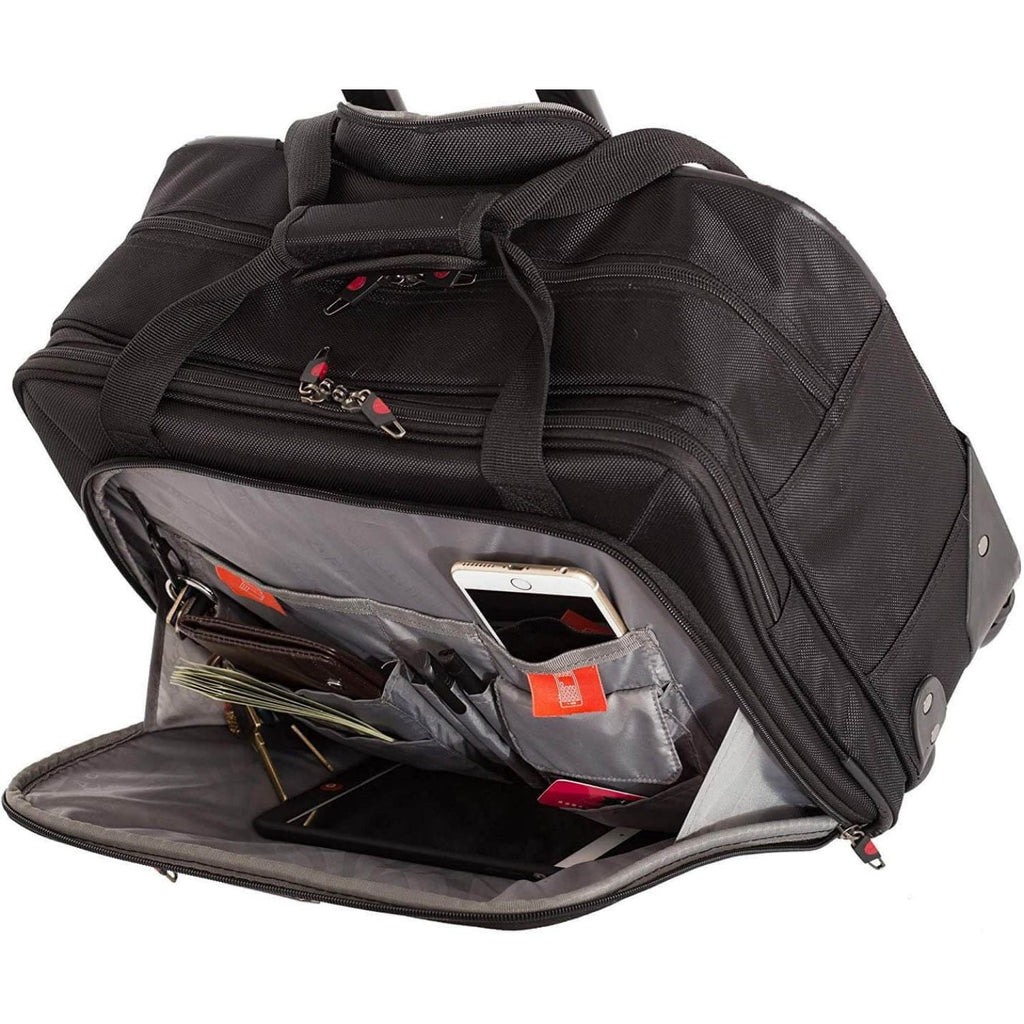 Aerolite 17'' Executive Mobile Business Cabin Hand with Luggage Rolling Laptop Bag, Approved for Ryanair, British Airways, Easyjet, Jet2 & Many More
