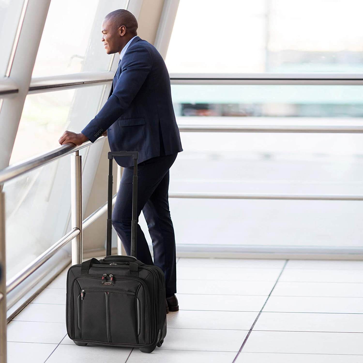 Aerolite 17'' Executive Mobile Business Cabin Hand with Luggage Rolling Laptop Bag, Approved for Ryanair, British Airways, Easyjet, Jet2 & Many More