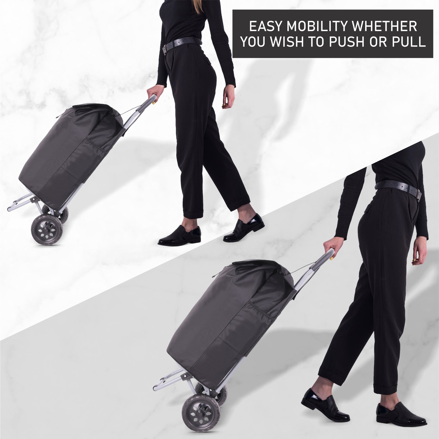Hoppa 57Ltr Lightweight Shopping Trolley 2025 model, Hard Wearing & Foldaway Push/Pull Cart for Easy Storage With 1 Year Guarantee