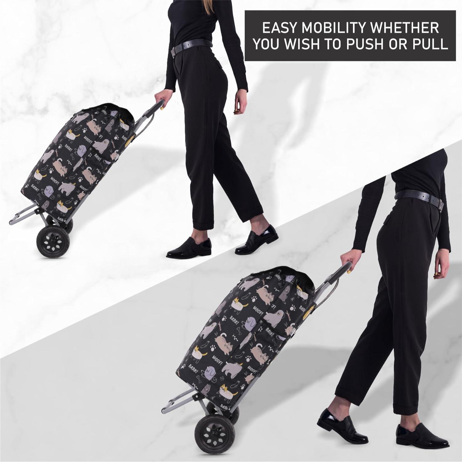 Hoppa 57Ltr Lightweight Shopping Trolley 2025 model, Hard Wearing & Foldaway Push/Pull Cart for Easy Storage With 1 Year Guarantee