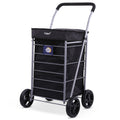 Hoppa Lightweight 4-Wheel Premium 2025 Model Folding Shopping Trolley Extra Large 64L Capacity Shopping Trolley Bag, 95cm, 4.8kg, Push/Pull (Black)