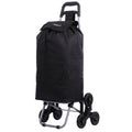 Hoppa Lightweight 6-Wheel 2025 Model Folding Shopping Trolley Large 47L Capacity Shopping Trolley Bag, 95cm, 2kg, Push/Pull Stairclimber (Black)