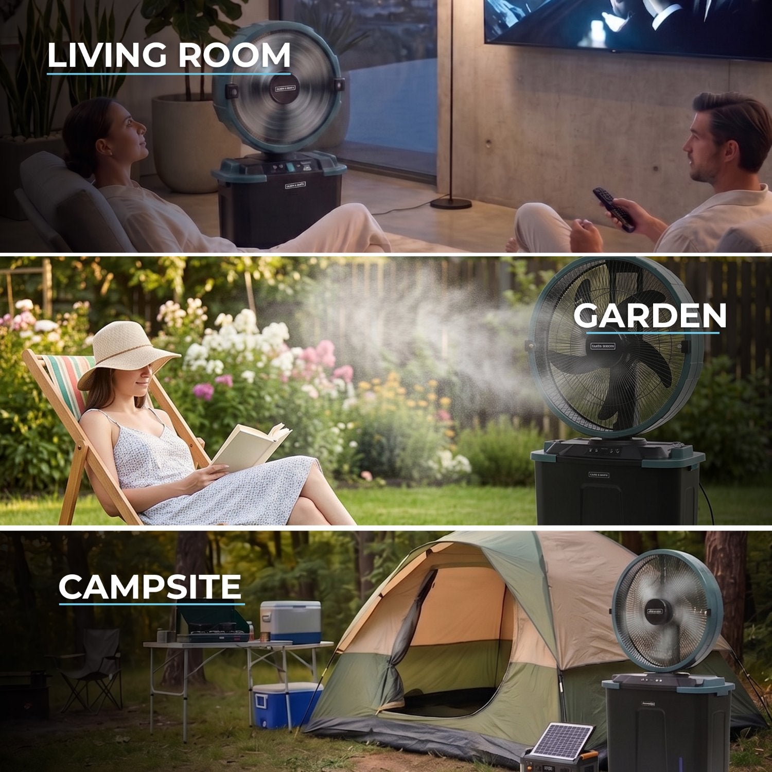 Olsen & Smith 16 Inch Cordless Spray Fan with 22L Water Tank – Portable Rechargeable Cooling Fan with Oscillation, Remote Control & Wheels for Indoor Outdoor Home, Garden & Camping