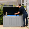 Olsen & Smith 830L Outdoor Garden Storage Box, Weatherproof, Sit-On Bench, Anthracite Grey, Cushion & Furniture Storage
