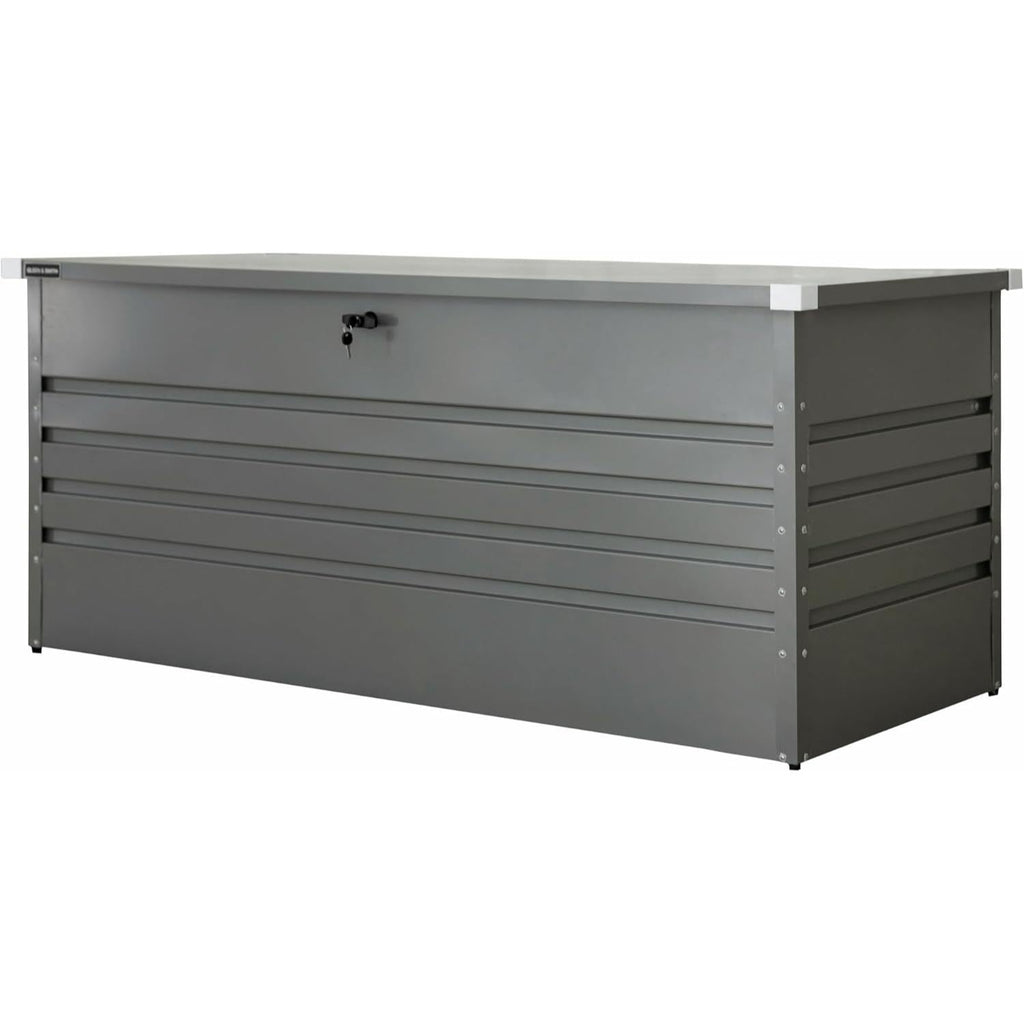Olsen & Smith 1000L Large Metal Storage Box – Lockable Outdoor XXL Garden Storage Box, Weatherproof, with Gas Lift – Stores Cushions, Tools & Garden Furniture – Anthracite