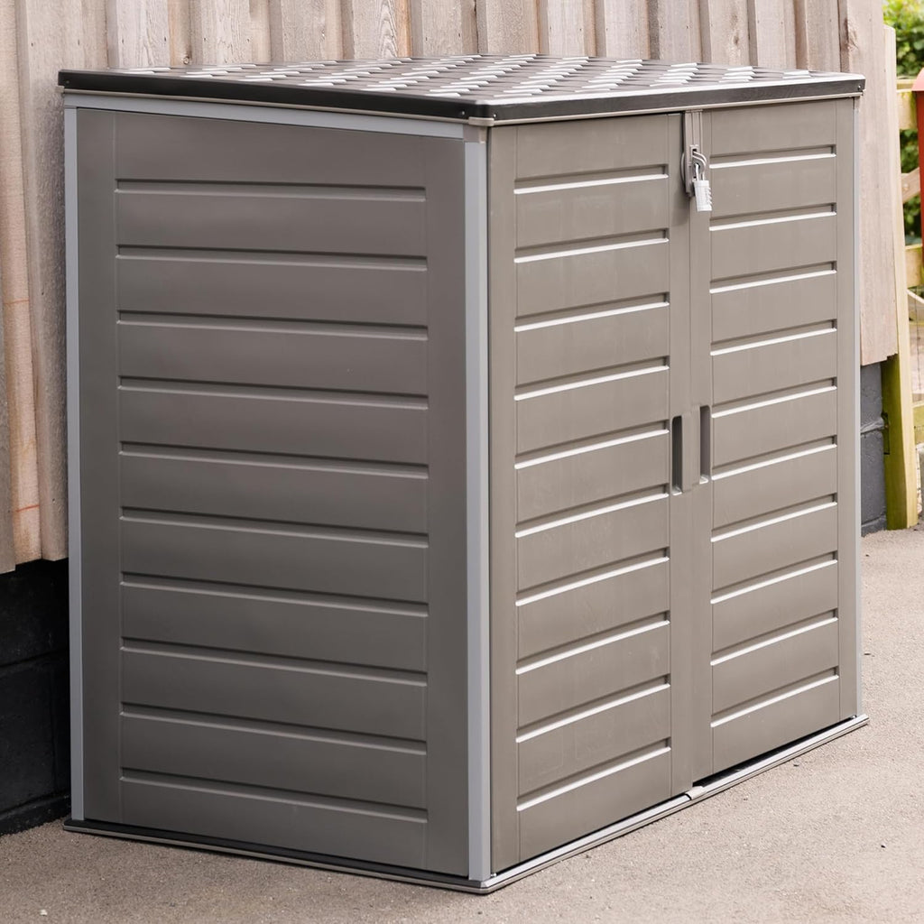 Olsen & Smith 1170L Extra Large Outdoor Garden Storage Box, Weatherproof Heavy-Duty Plastic, Lockable, Wheelie Bin, Tools & Cushion Storage