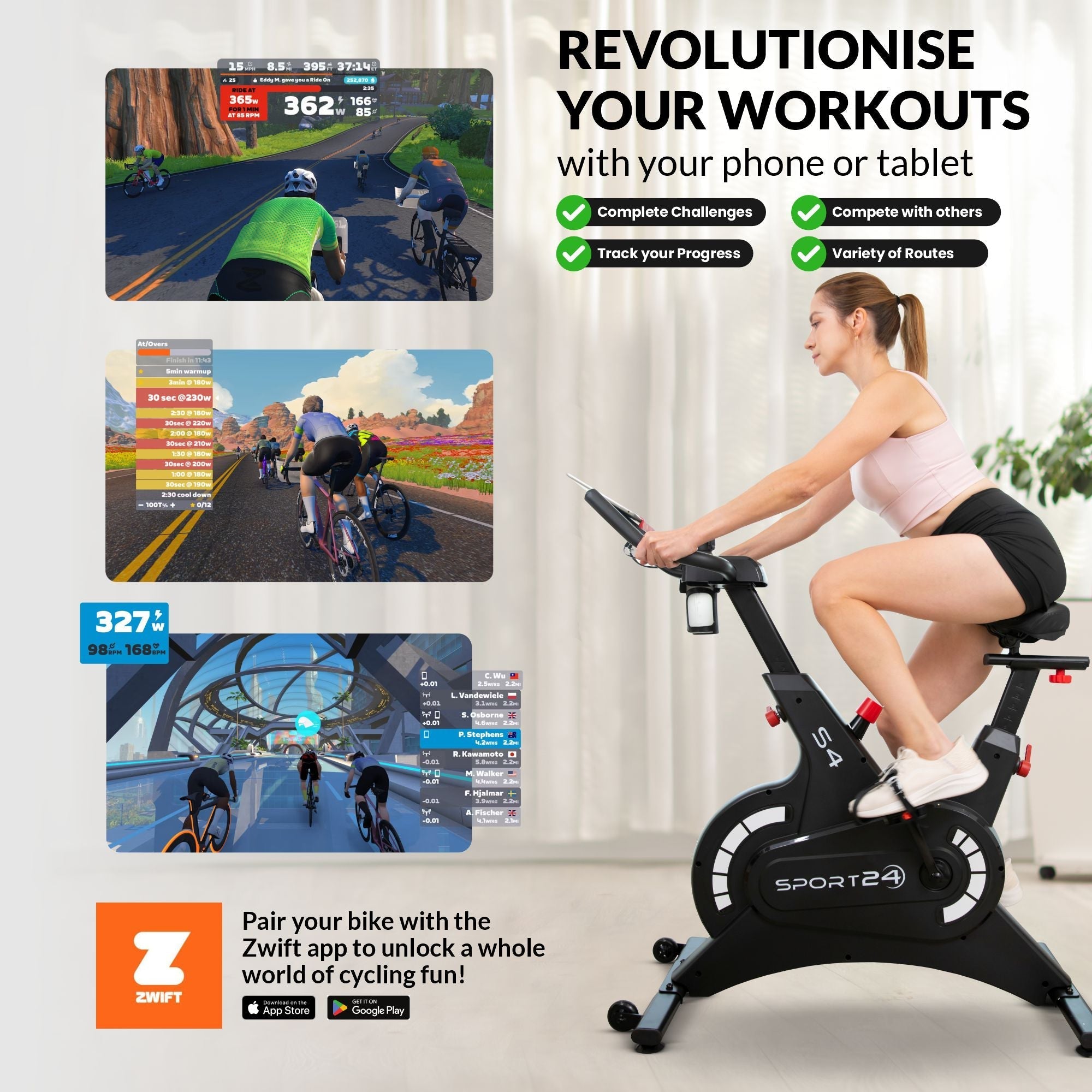 Sport24 Premium Upright Exercise Bike for Home - 8kg Flywheel, Multi-Resistance Levels, LCD Screen, Android/iOS App, Cardio Fitness Spin Bike, Indoor Bicycle Trainer, 2 Year Brand Warranty, Black/Red