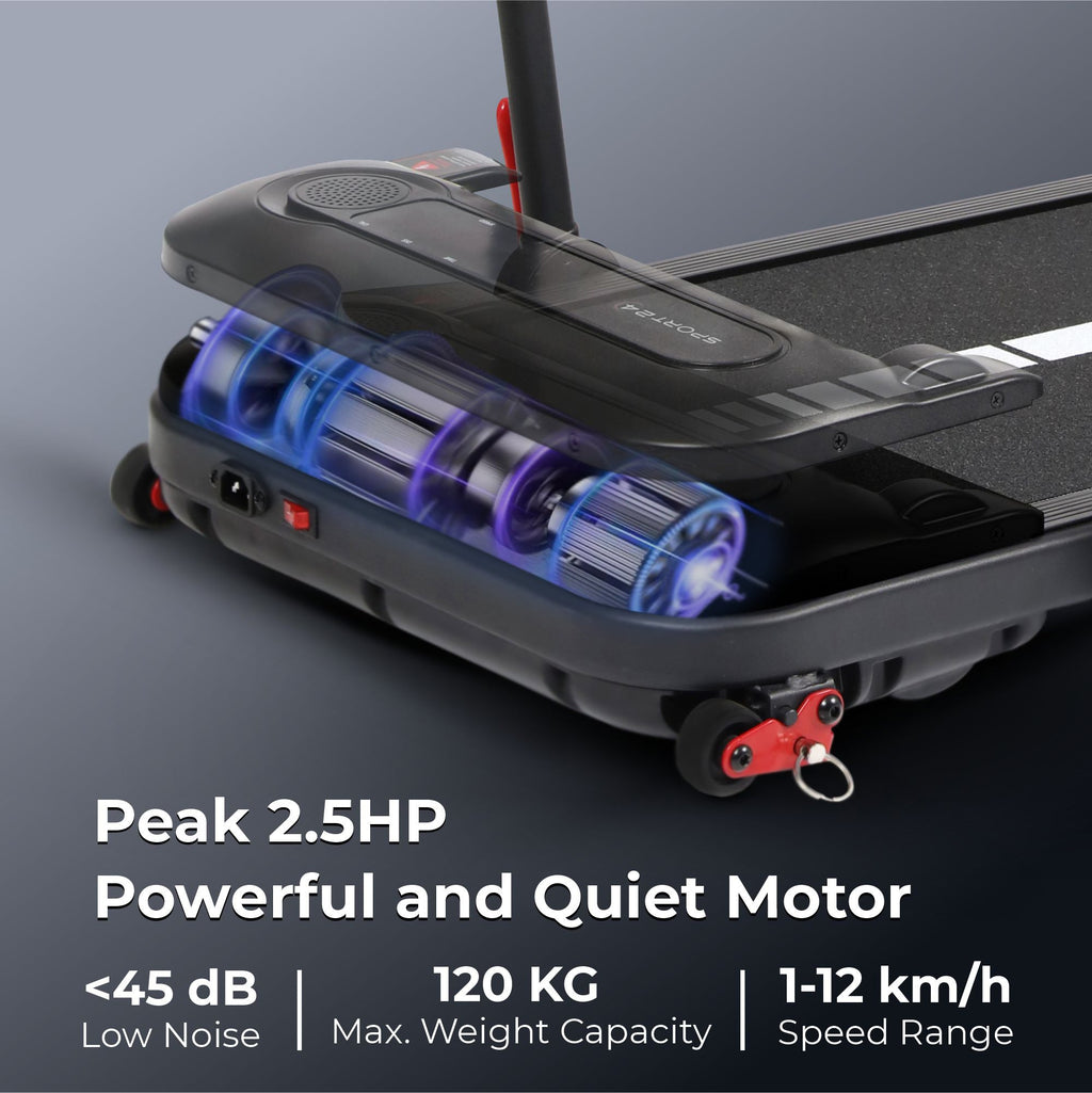 Sports24 Foldable 4-in-1 Walking Pad Treadmill with Incline, 1-12km/h Speed, Handle, LCD Display, App Control, Bluetooth Speaker, Low Noise, Under Desk Running Machine for Home, 2 Years Warranty