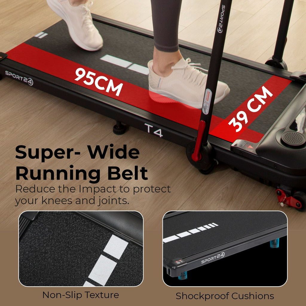 Sports24 Foldable 4-in-1 Walking Pad Treadmill with Incline, 1-12km/h Speed, Handle, LCD Display, App Control, Bluetooth Speaker, Low Noise, Under Desk Running Machine for Home, 2 Years Warranty